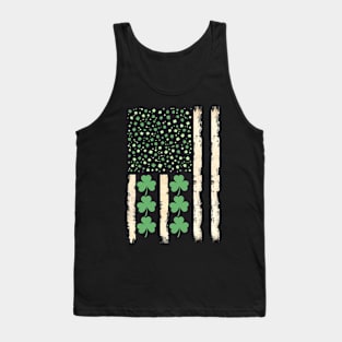 Vintage St Patricks Day Irish American Flag Shamrock Tank Top